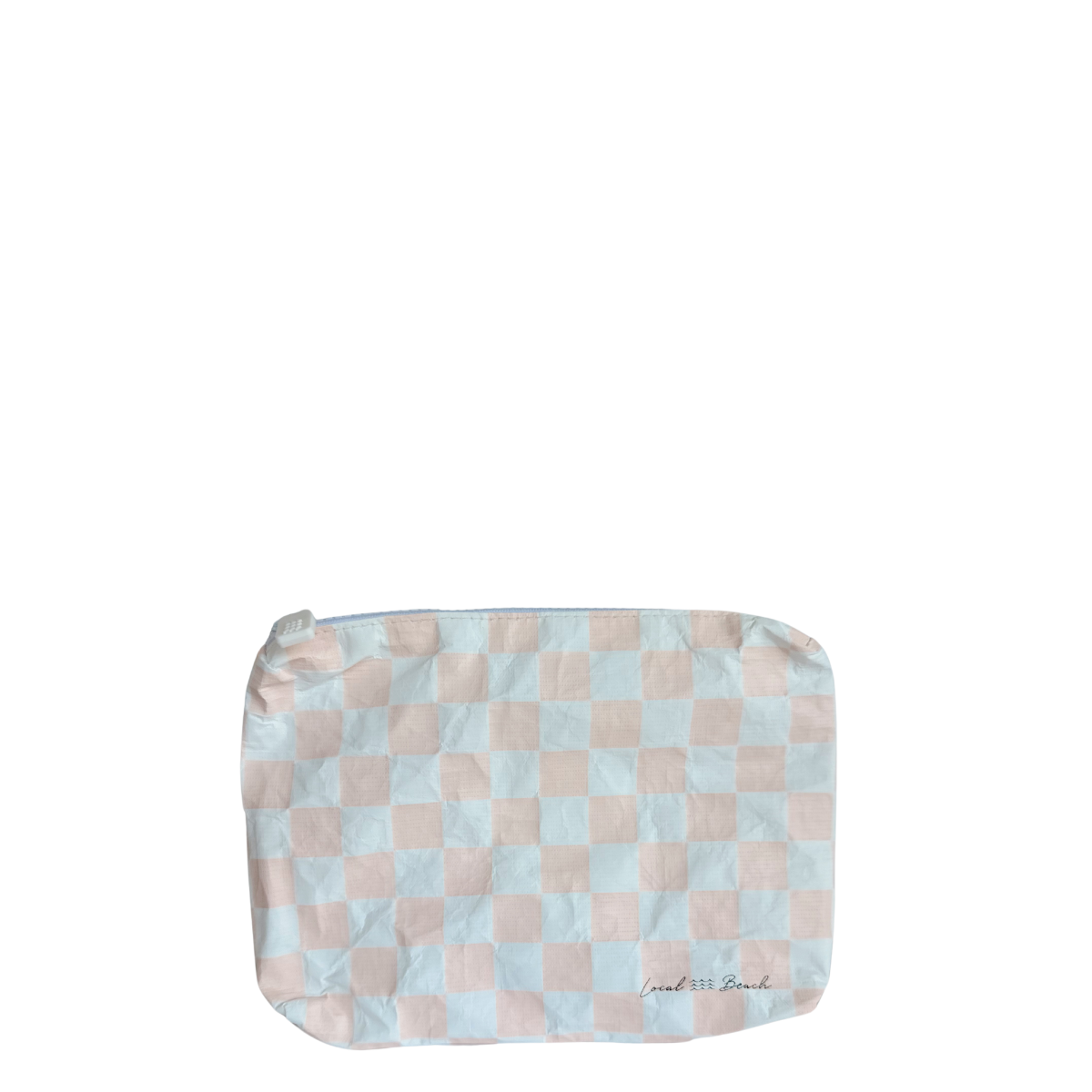 Local Beach - Blush Pink Checker Water Resistant Pouch