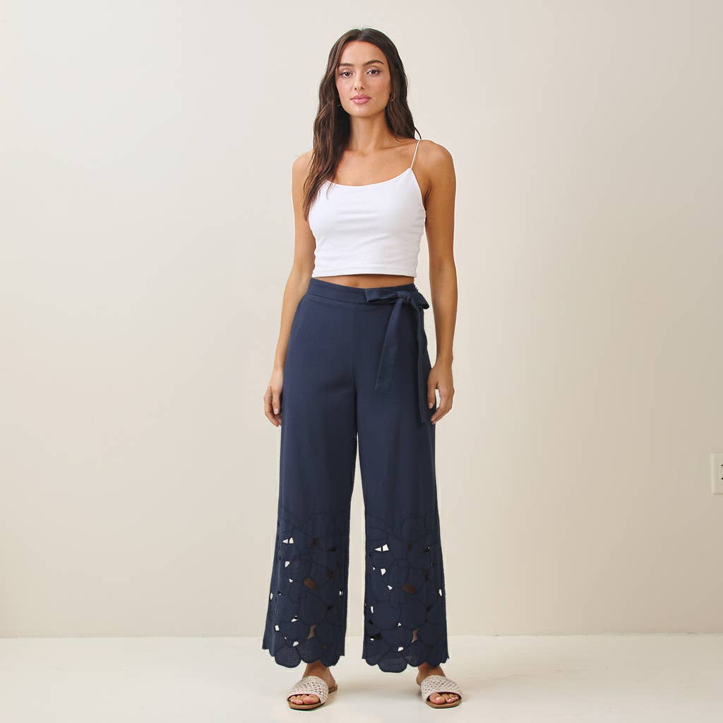 Floral Embroidered Cutout Pant