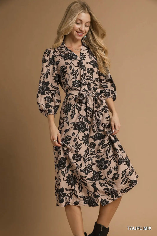 Emily Mix Floral Print Midi Dress