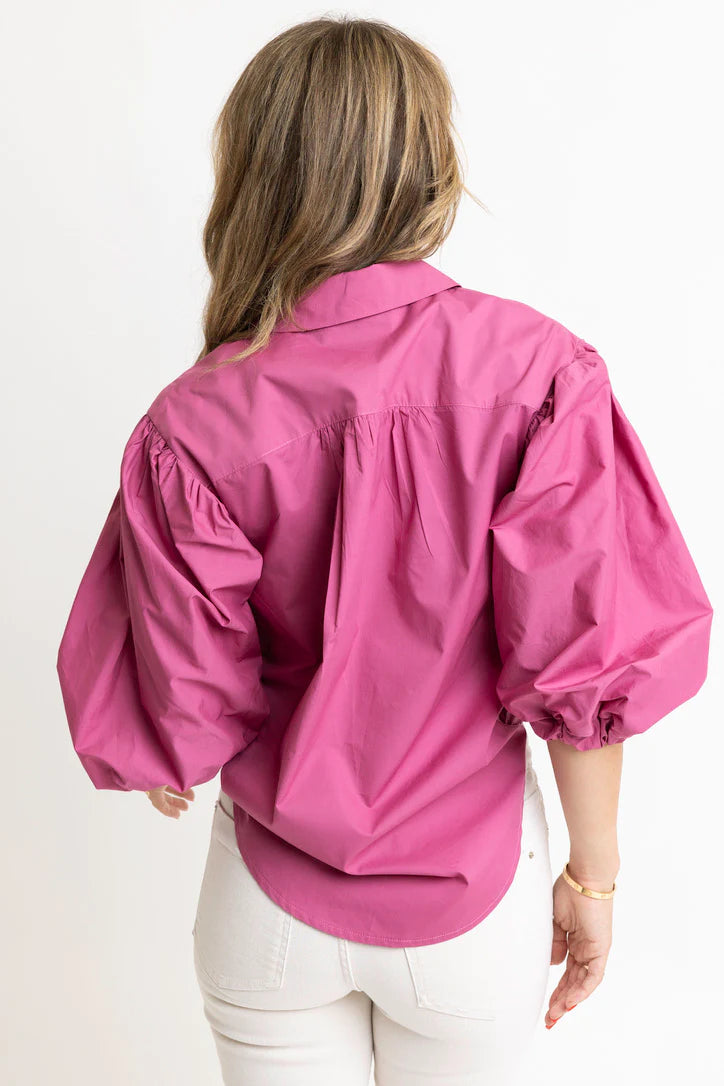 Solid Poplin Button Top