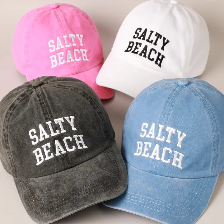 Salty Beach Embroidered Denim Baseball Cap Hat