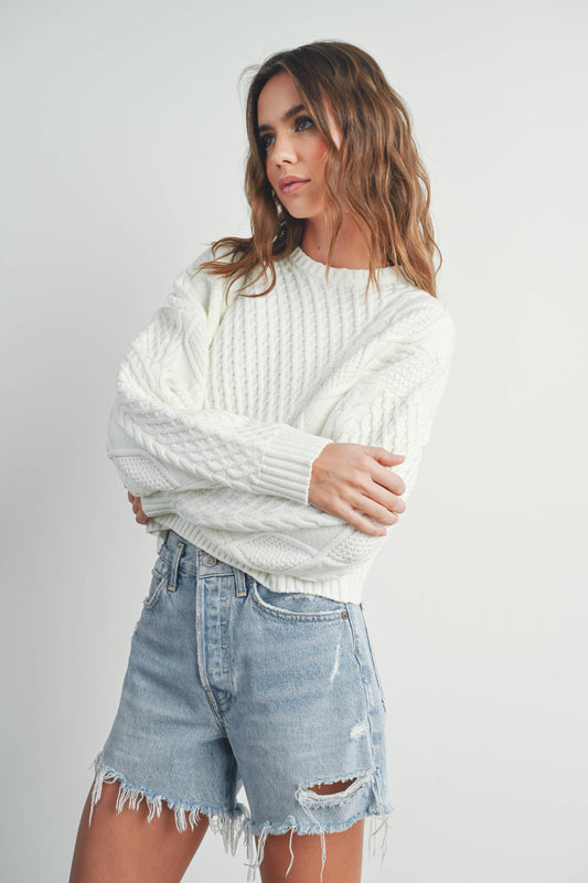 Lisa Sweater Casual Solid Cable Sweater