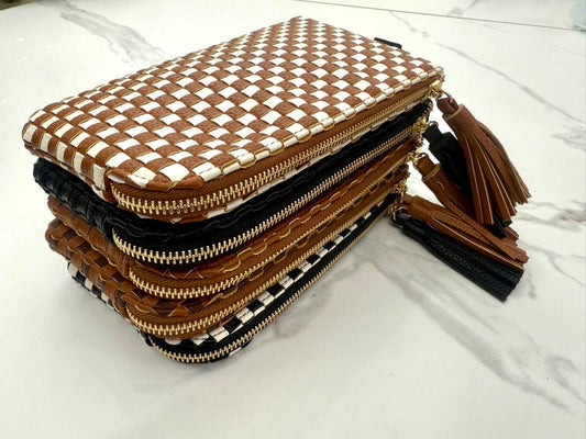 Lila Woven Wallet Wristlet - Tan