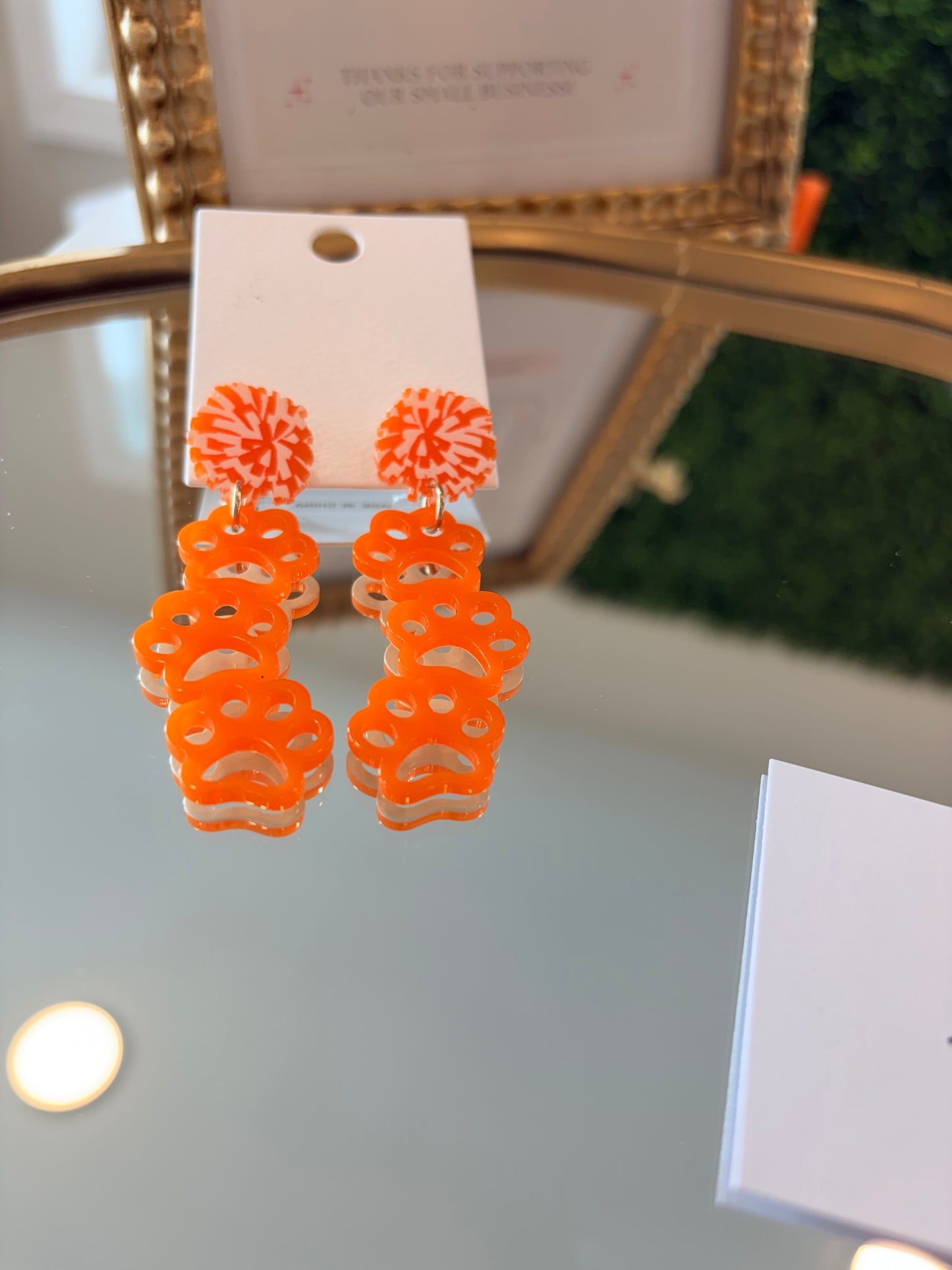 Orange Paw Dangle Earring