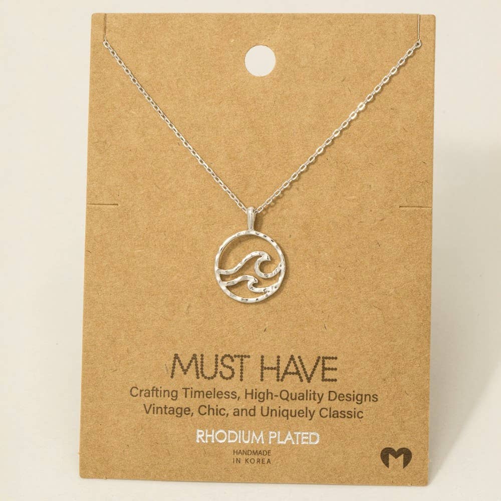 Wave Coin Pendant Necklace