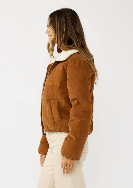 Lovestitch - Corduroy Puffer Jacket with Sherpa Collar