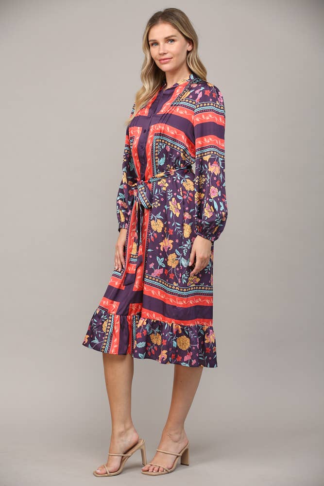 FLOUNCE HEM MIDI DRESS