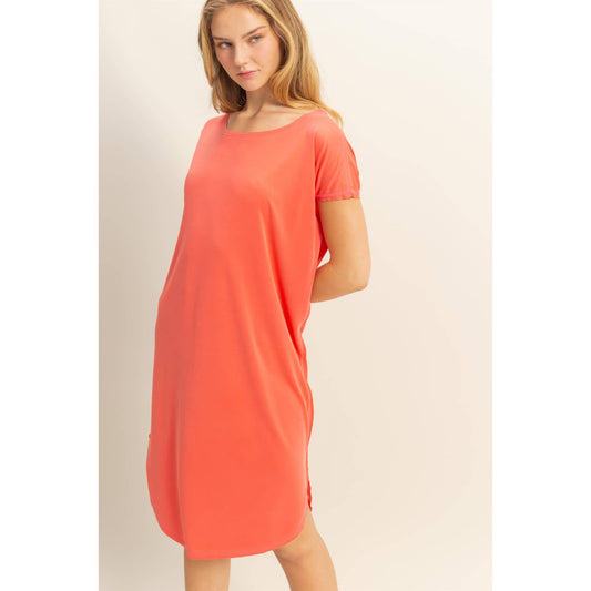 Kimberly Dress - Soft High Low Midi Dress With Round Hem