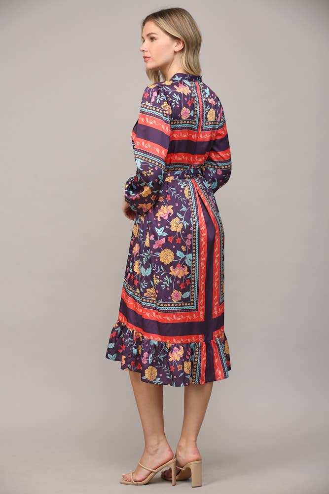 FLOUNCE HEM MIDI DRESS