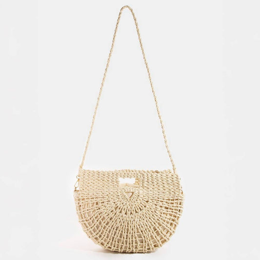 Isla’s Semi Circle Straw Woven Hand Bag- Large