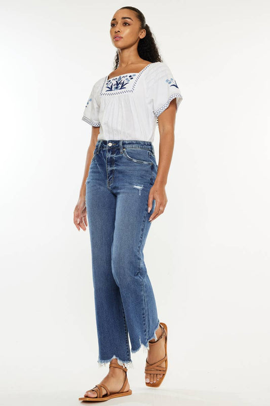 LUNA HIGH RISE SLIM WIDE LEG JEANS