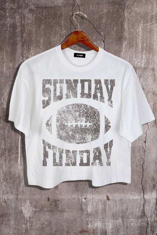 Sunday Funday Football Graphic Crop Tee