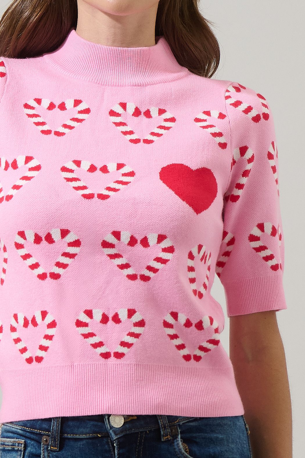 Candy Cane Short Sleeve Sweater