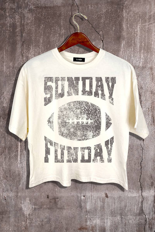 Sunday Funday Football Graphic Crop Tee