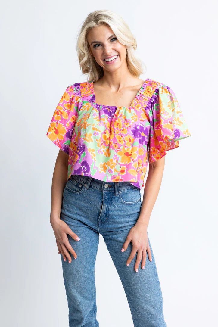 Floral Garden Square Neck Top