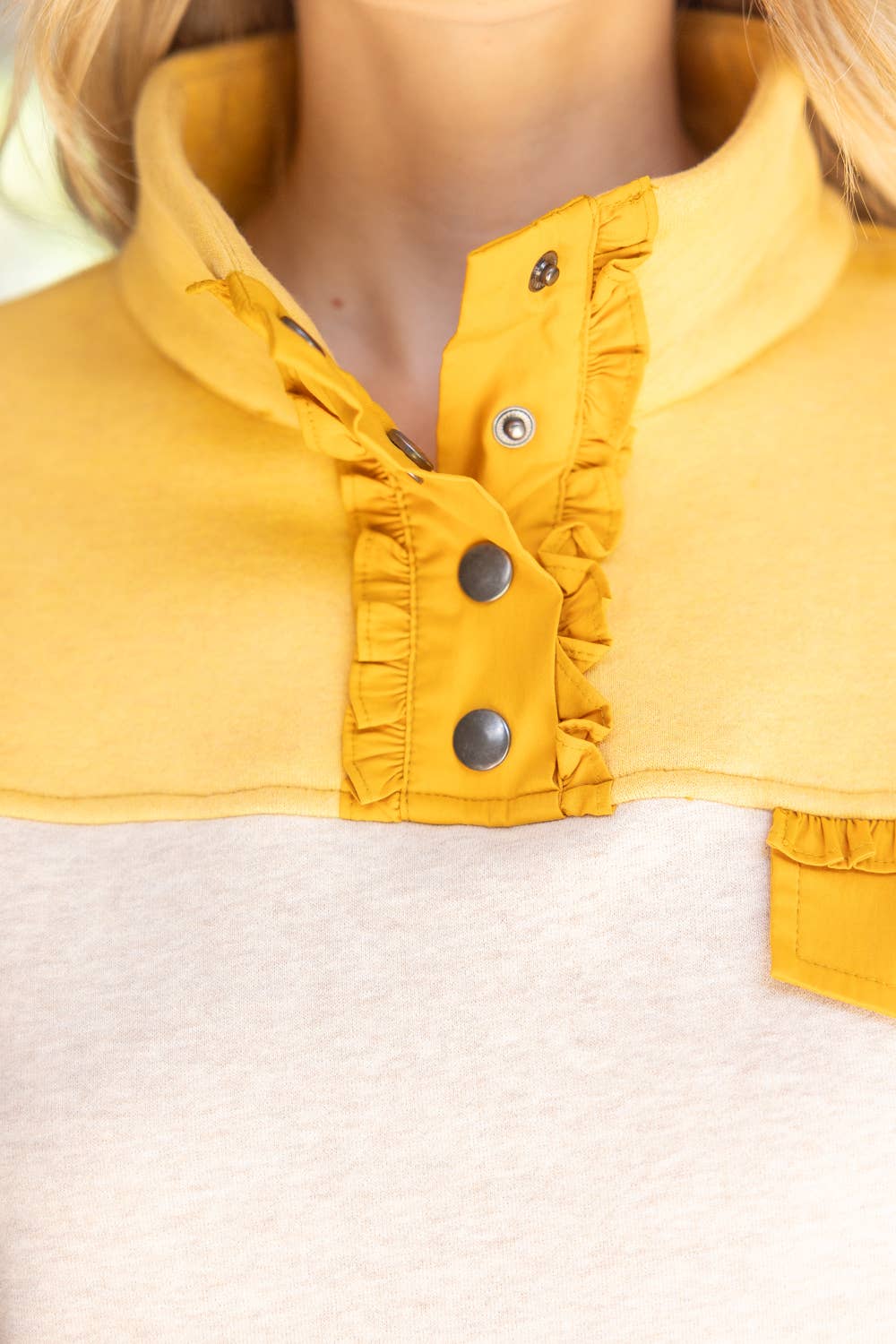 Color Block Quarter Snap Button Sweatshirt