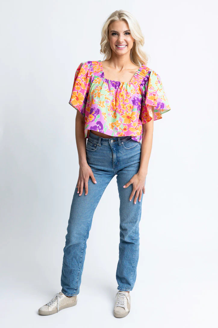 Floral Garden Square Neck Top