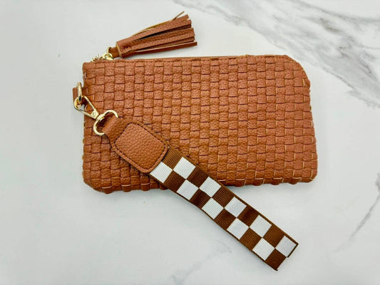 Lila Woven Wallet Wristlet - Tan