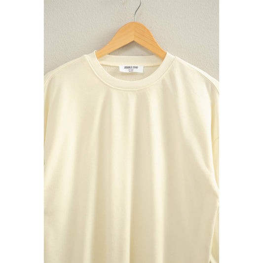 Cropped Crewneck Sweatshirt With Oversized Sleeve