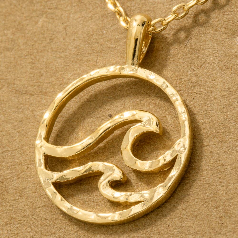 Wave Coin Pendant Necklace