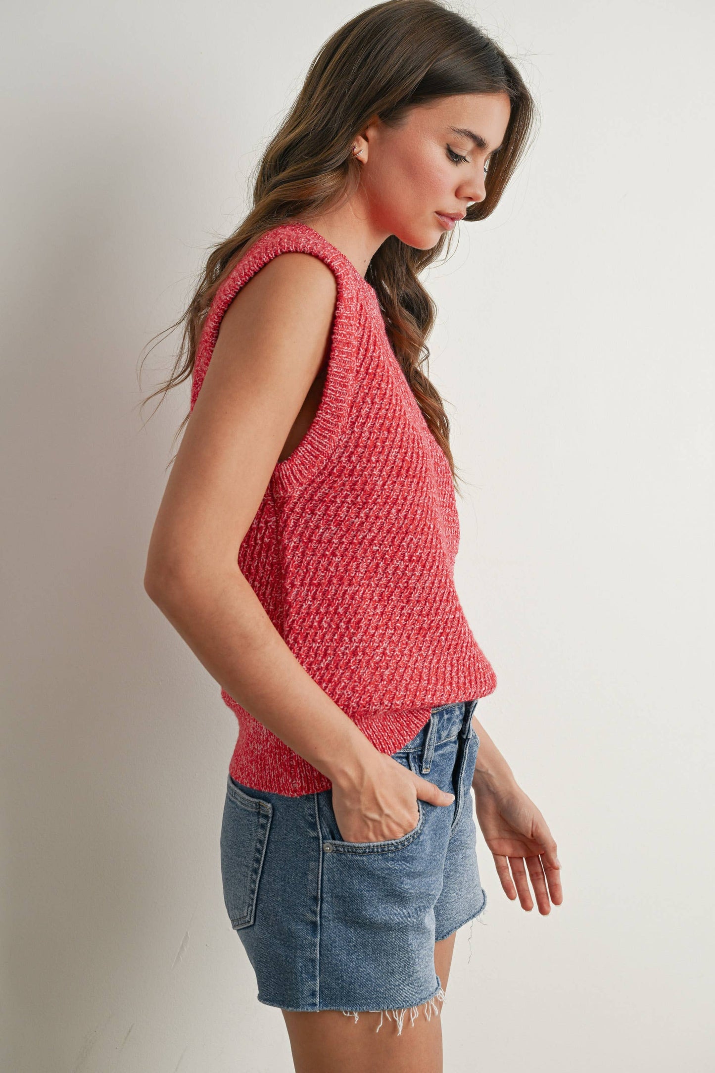 Sleeveless Crew Neck Sweater Knit Vest - By BUTTERMELON