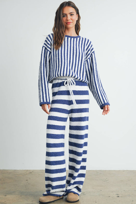 Cozy Striped Round Neck Sweater - By BUTTERMELON