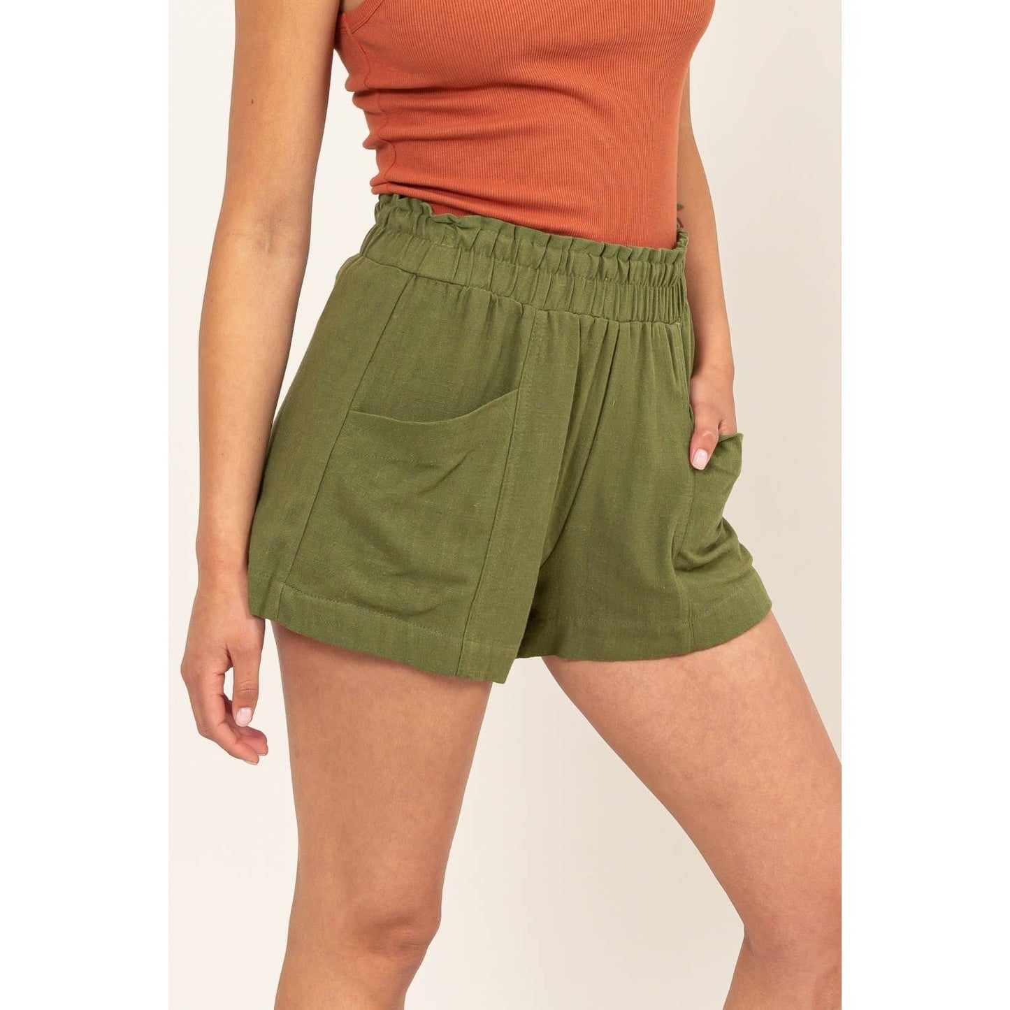 ALL TIME FUN HIGH WAIST LINEN SHORTS