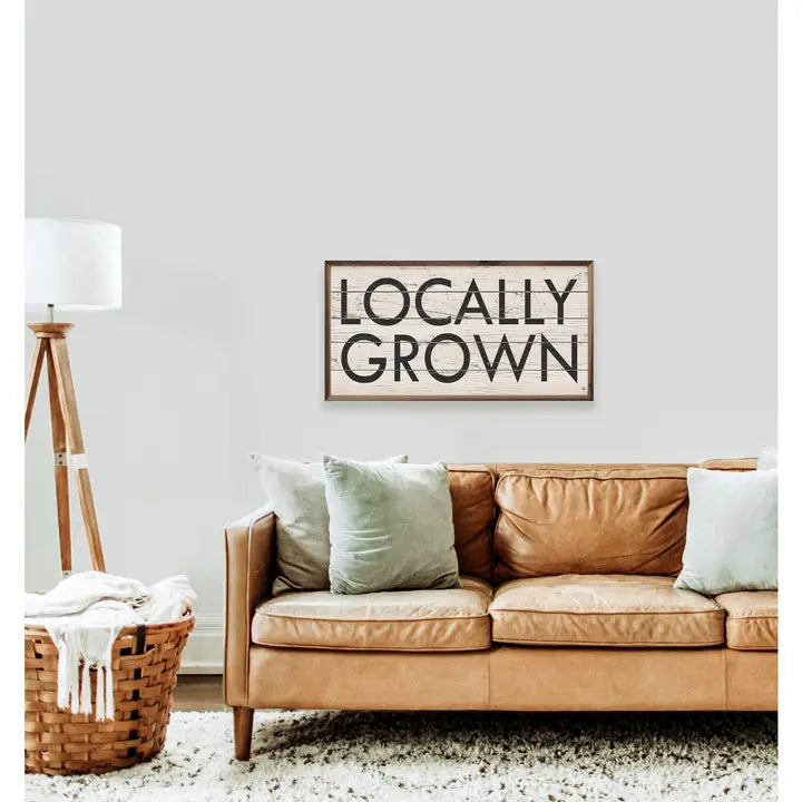 Locally Grown Whitewash Sign - 16 x 8 x 1.5