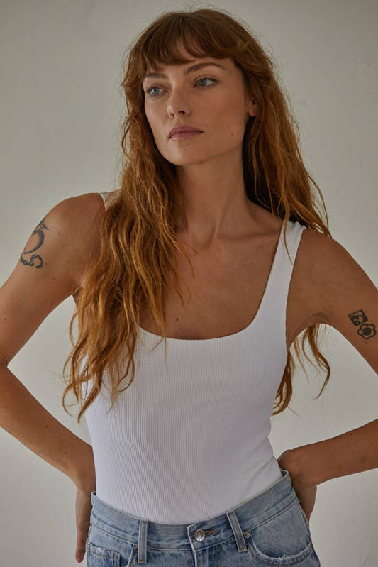 Seamless Ribbed Double Layered Square Bodysuit - By Together
