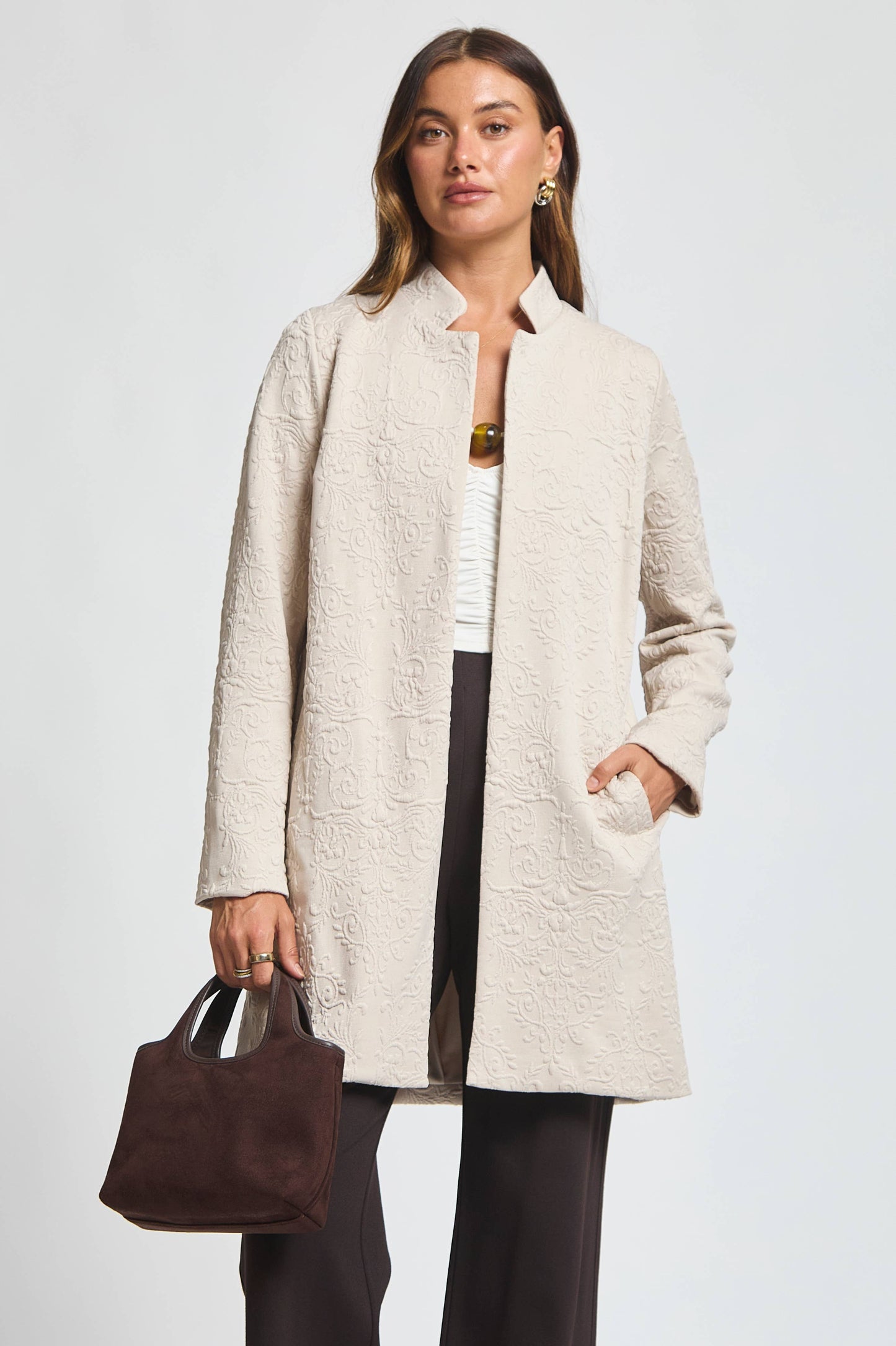 Jacquard Midi Coat