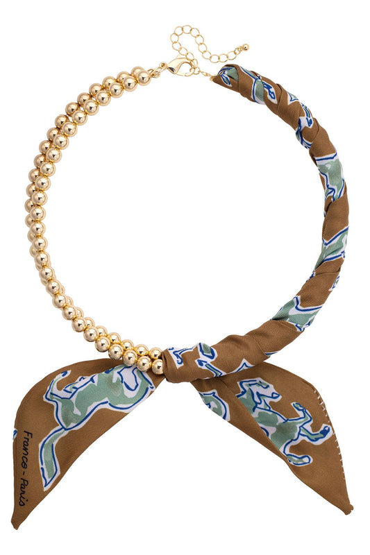 Canvas Style - Winnie Ball Bead Scarf Necklace in Brown