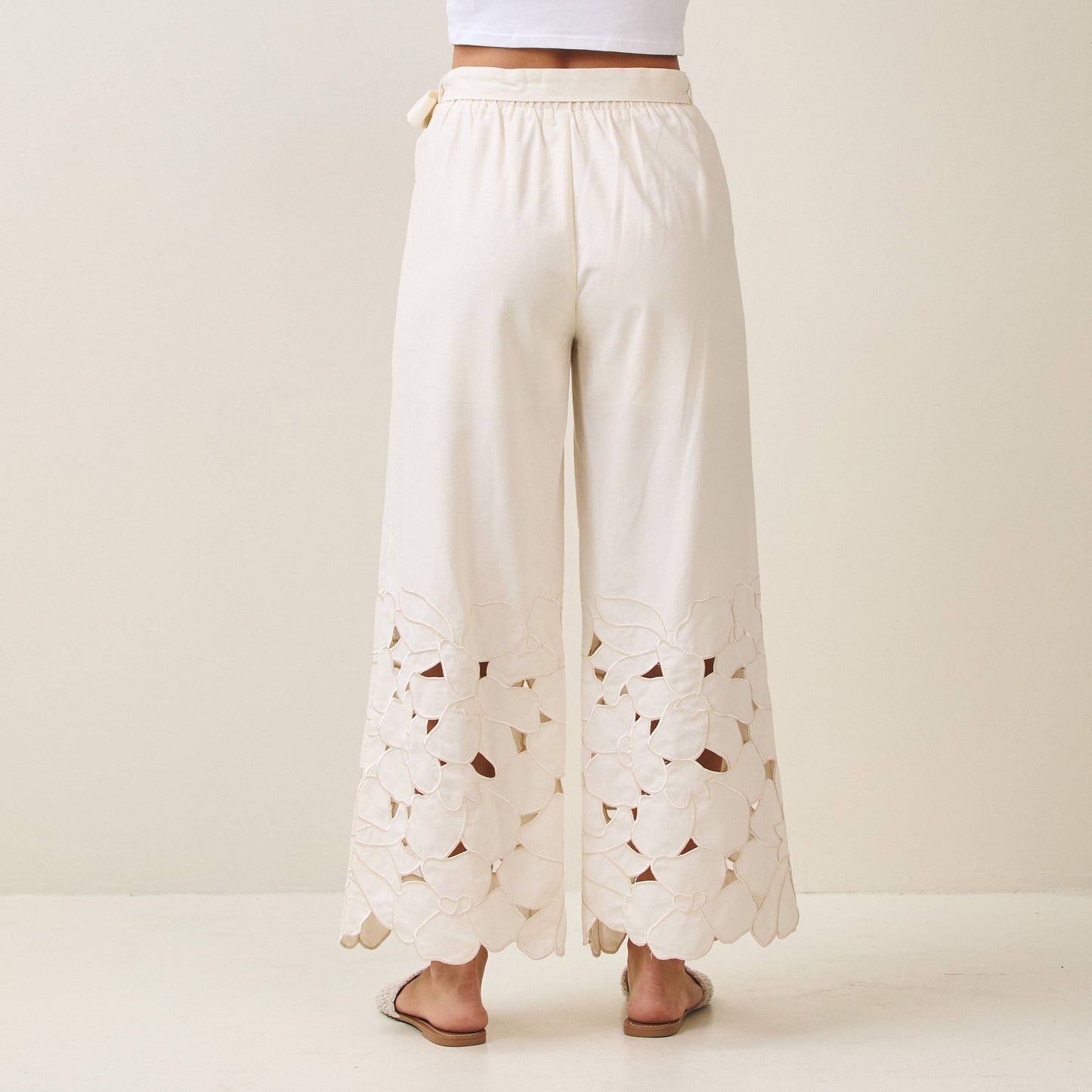 Floral Embroidered Cutout Pant