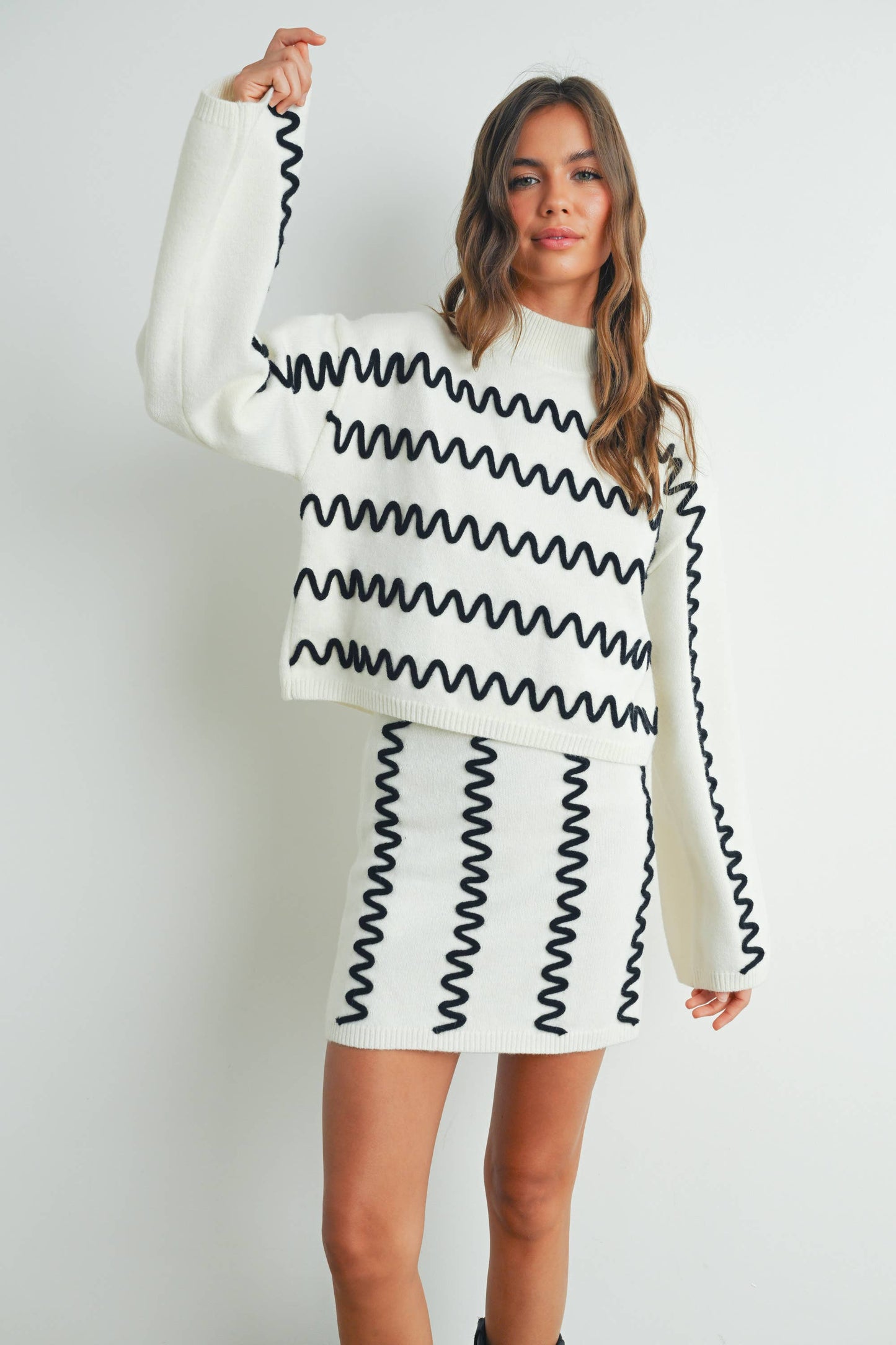 Wavy Stripe Turtleneck Sweater - By BUTTERMELON