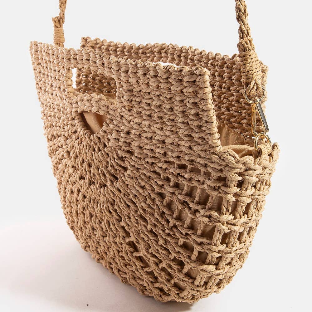 Isla’s Semi Circle Straw Woven Hand Bag- Large