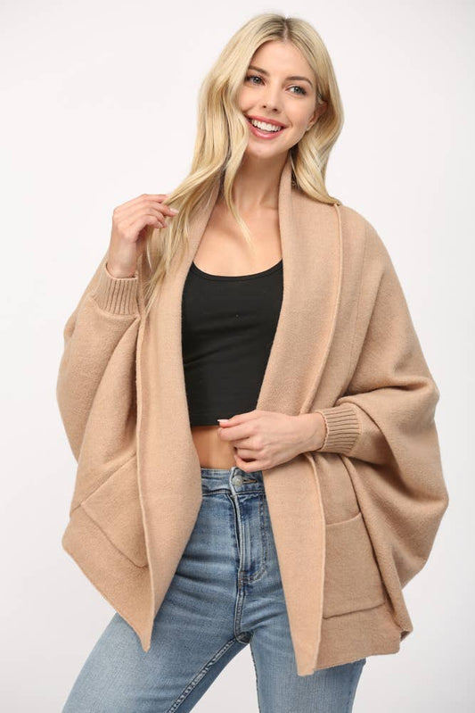 SHAWL COLLAR OPEN CARDIGAN