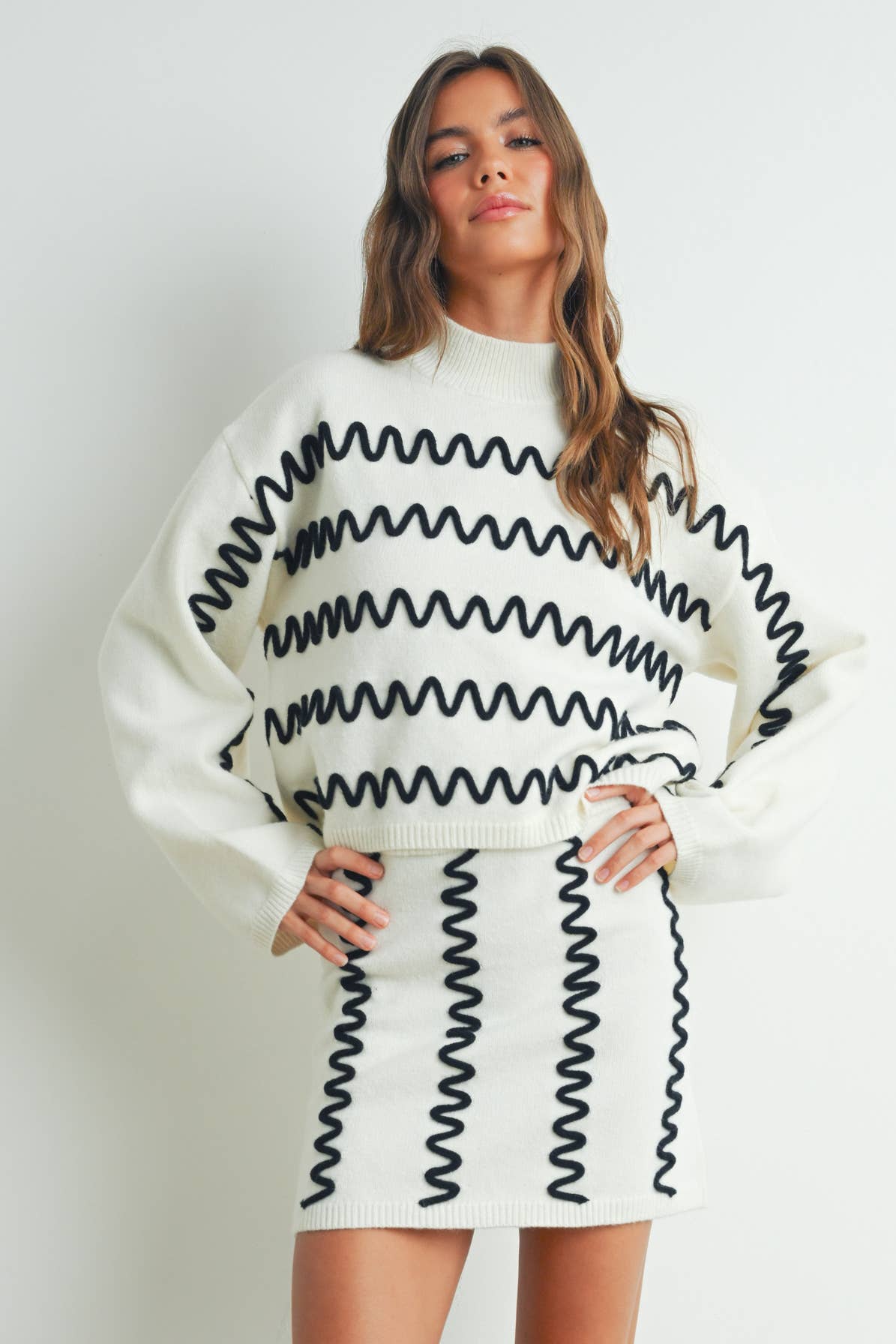 Wavy Stripe Turtleneck Sweater - By BUTTERMELON