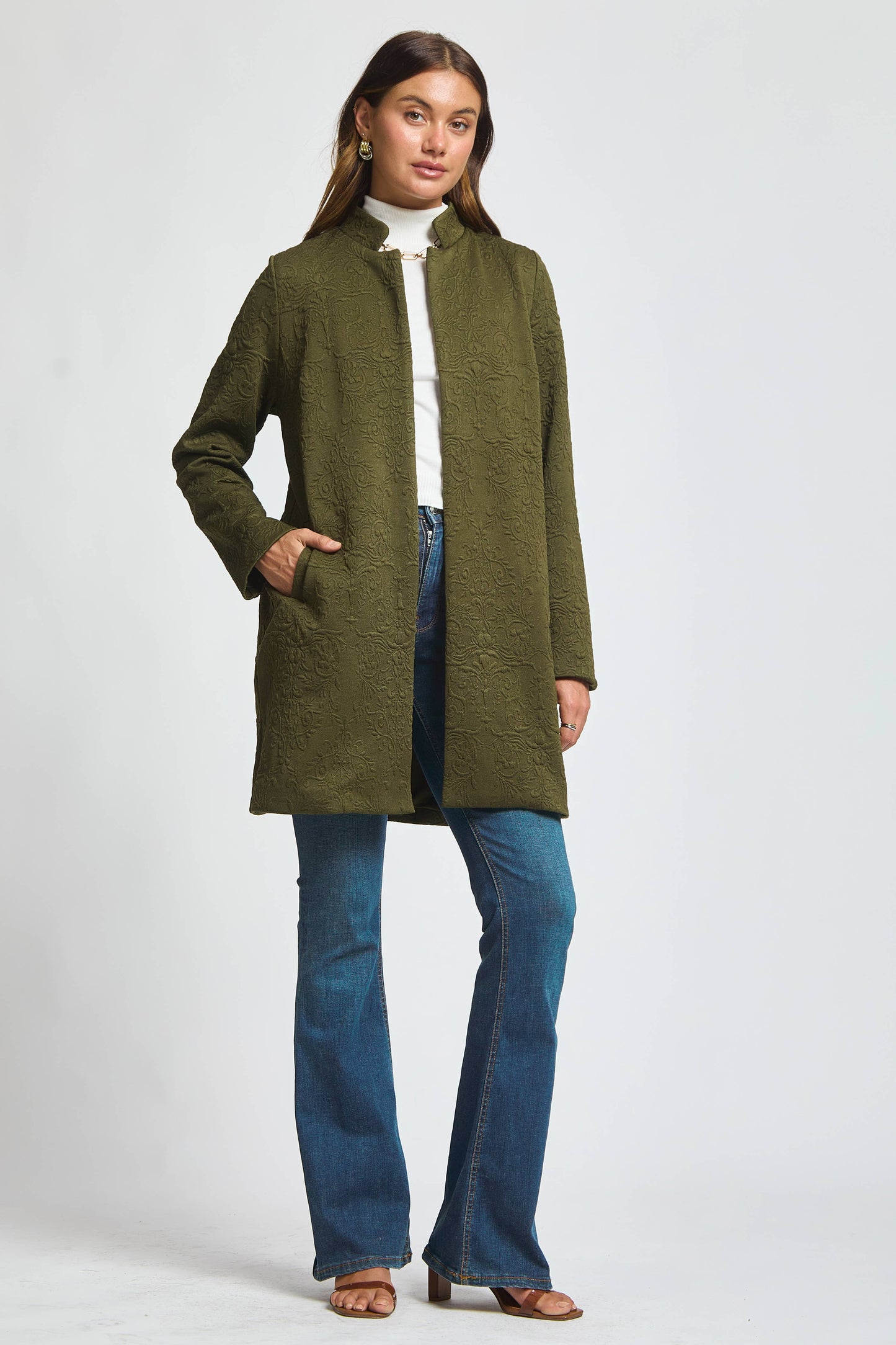 Jacquard Midi Coat