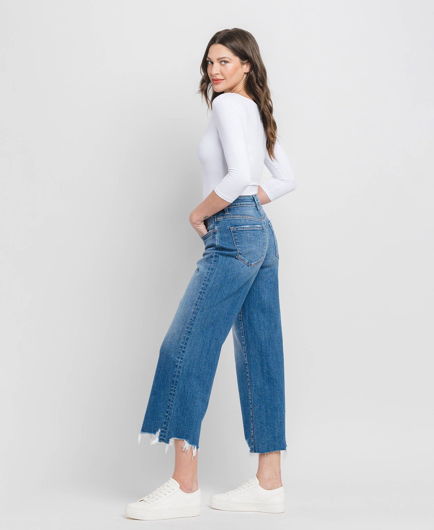 Flying Monkey - Delightful High Rise scrip Wide Leg Jean