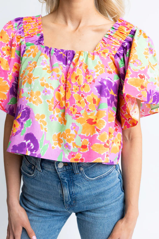 Floral Garden Square Neck Top