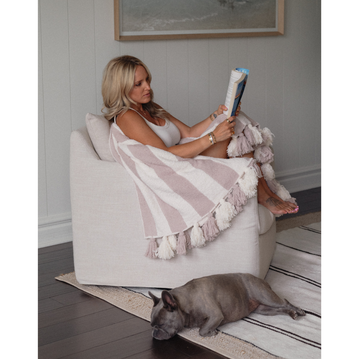 Striped Luxe Home Blanket with Tassels