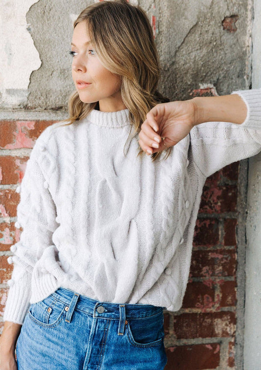 Lovestitch - Cable Knit Mock Neck Cozy Sweater