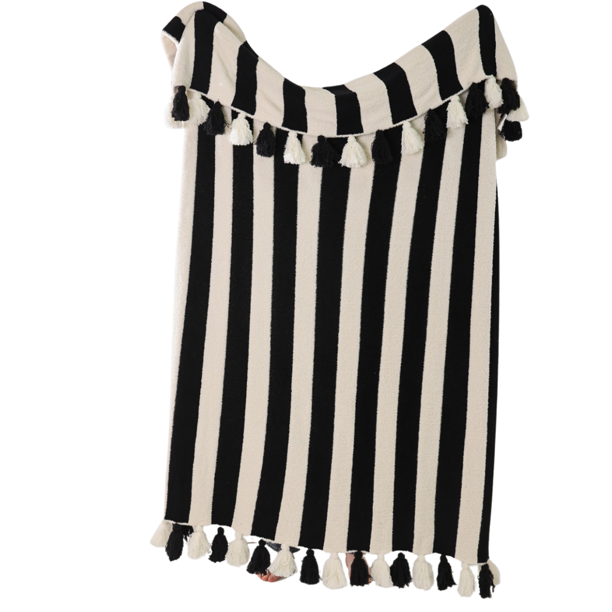 Striped Luxe Home Blanket with Tassels