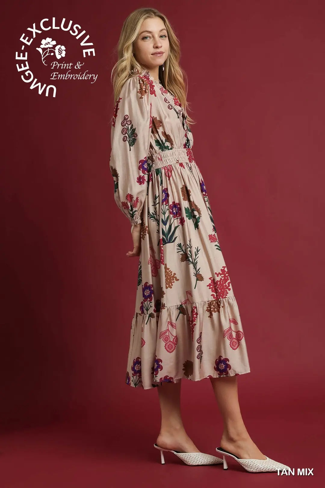 Suzanne Mix Floral Print Midi Dress