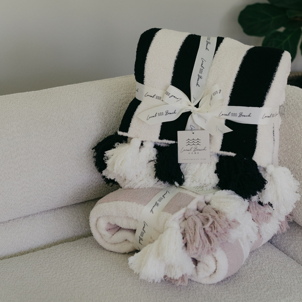 Striped Luxe Home Blanket with Tassels