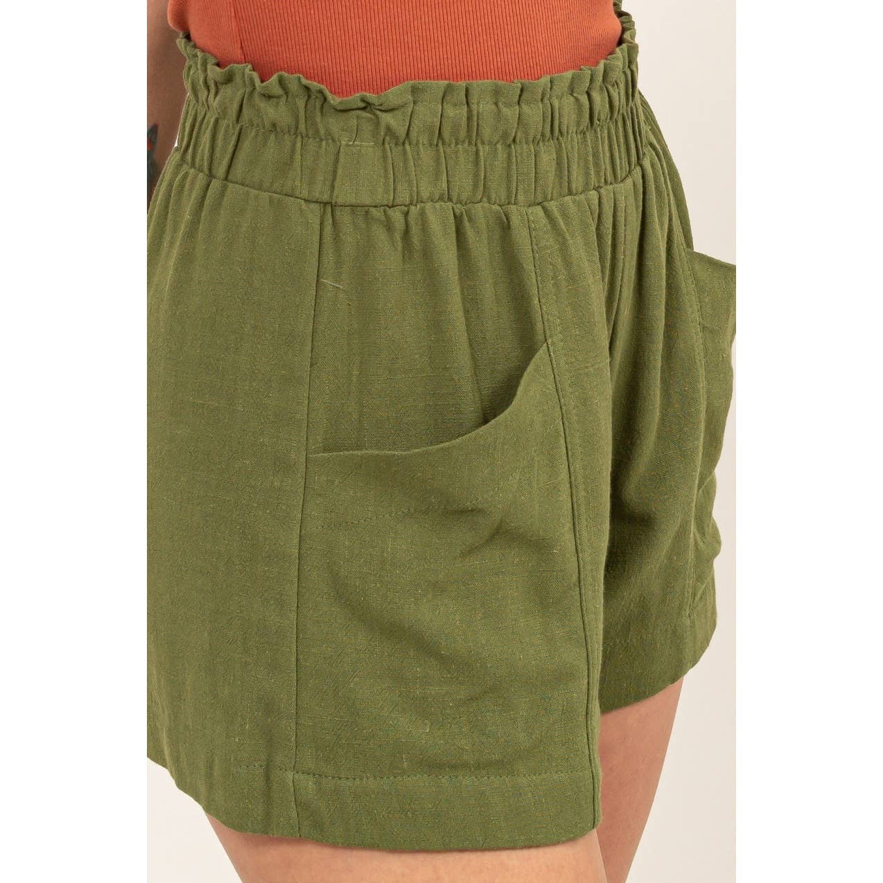 ALL TIME FUN HIGH WAIST LINEN SHORTS