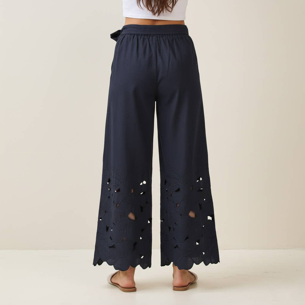 Floral Embroidered Cutout Pant