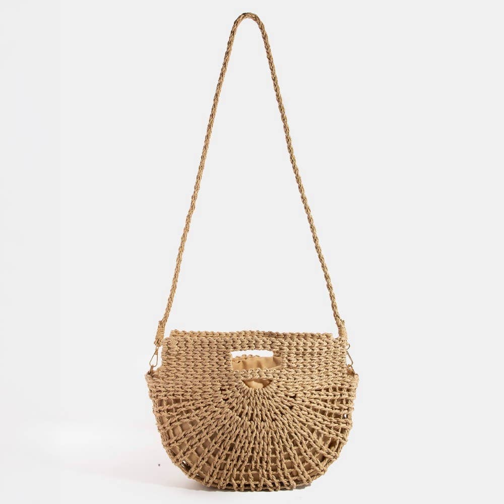 Isla’s Semi Circle Straw Woven Hand Bag- Large