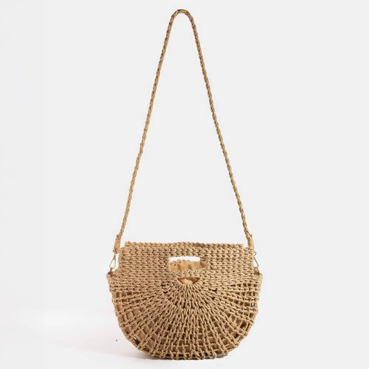 Isla’s Semi Circle Straw Woven Hand Bag- Large
