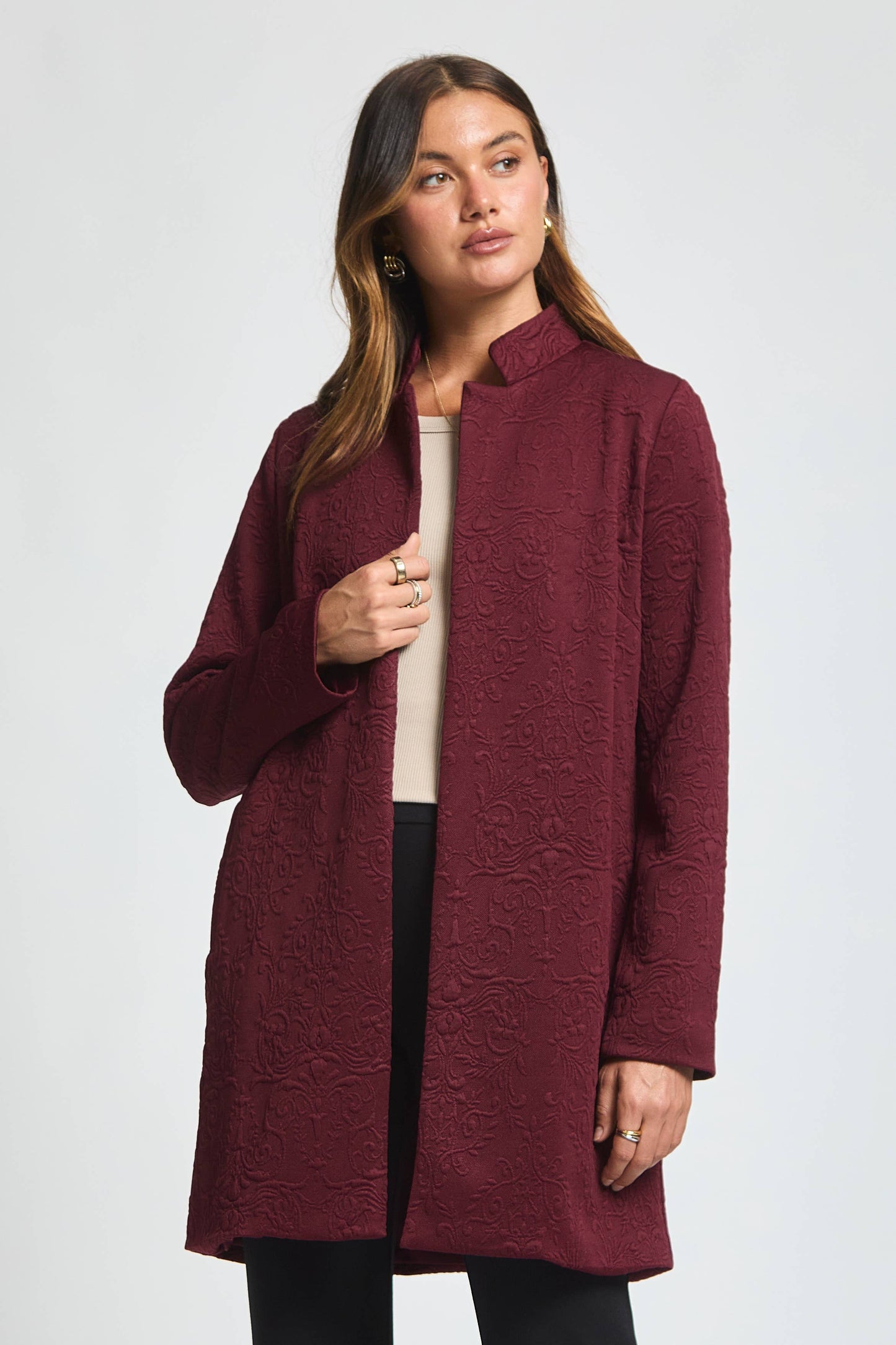 Jacquard Midi Coat