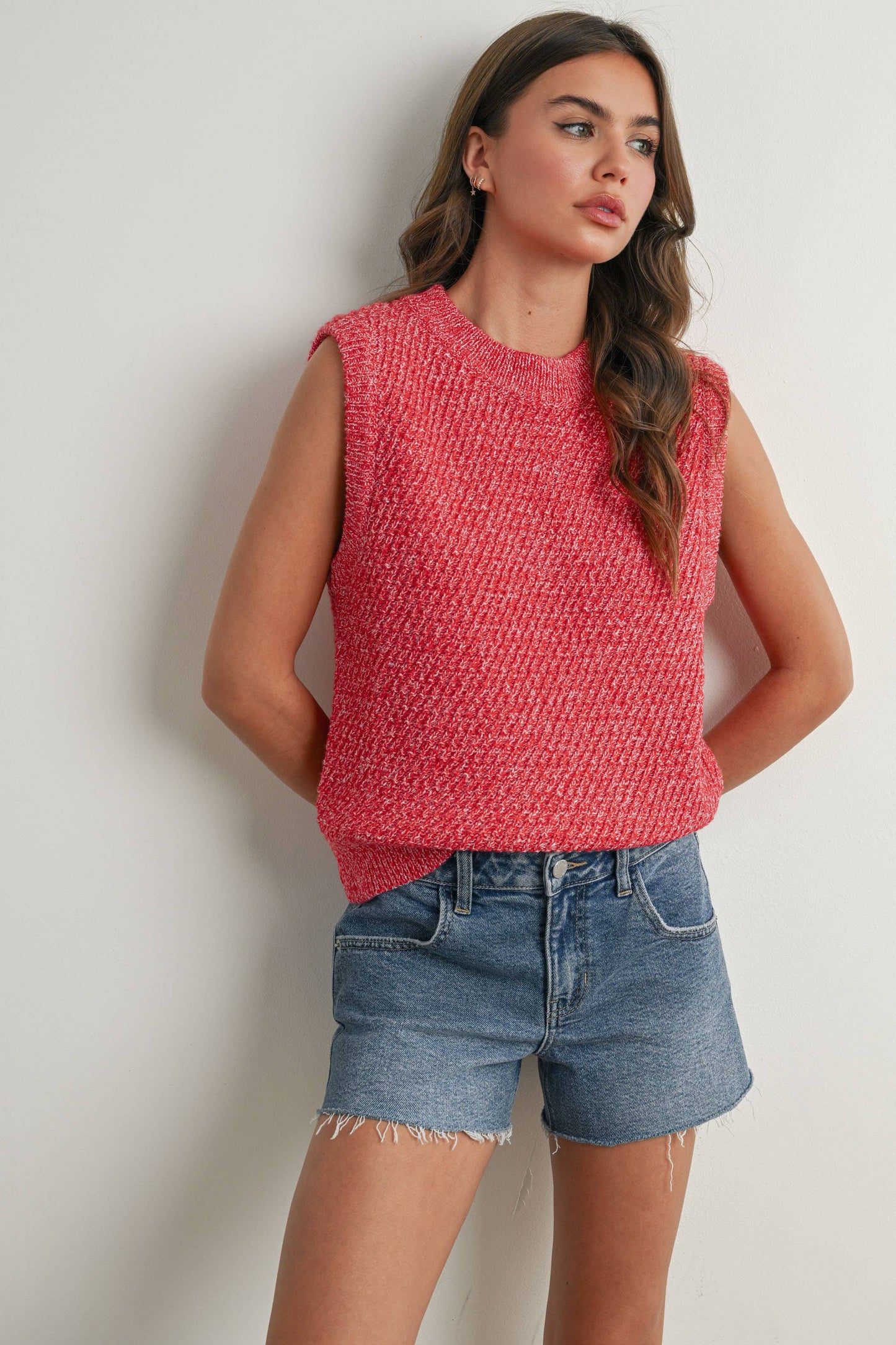 Sleeveless Crew Neck Sweater Knit Vest - By BUTTERMELON